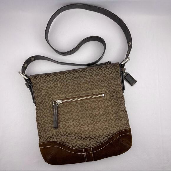 Coach Signature C Jacquard & Suede Bag - Picture 1 of 16